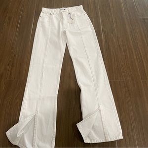 Zara white front split jeans